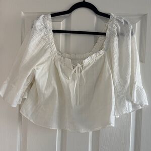 Z Supply Cream Blouse with Ruffle Details